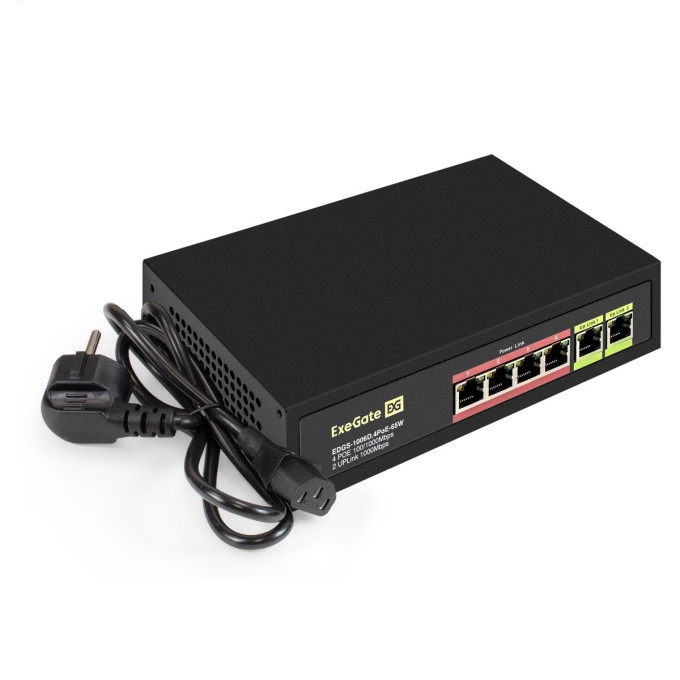 Коммутатор неуправляемый EXEGATE EDGS-1006D.4POE-65W EX299022RUS